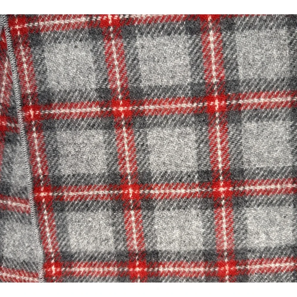 Faribault Woolen Mill Target 100% Virgin Wool Scarf Gray Red Plaid 72x10 NWT USA